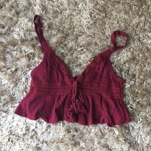 Rust red babydoll crop top